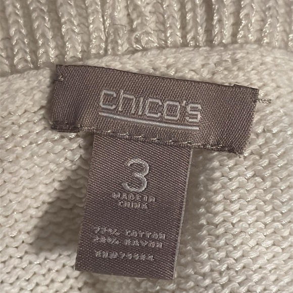 Chico’s white cotton rayon open front cardigan sweater sz XL - Picture 5 of 5